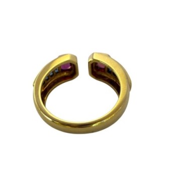 BAGUE OR 8.29 GRS T55 SAPHIRS ET RUBIS 