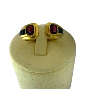 BAGUE OR 8.29 GRS T55 SAPHIRS ET RUBIS 