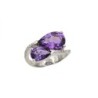 BAGUE OR BLANC  18K 5.95GR DTS/AMETHYSTE T54