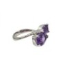 BAGUE OR BLANC  18K 5.95GR DTS/AMETHYSTE T54