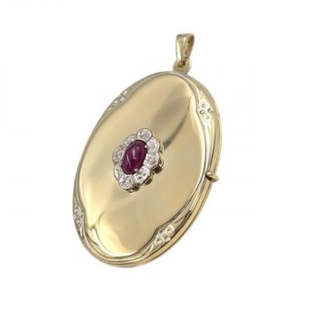 PENDENTIF OR JAUNE 18K 8.38GR DTS/RUBIS 4,5 X 2,6 CM