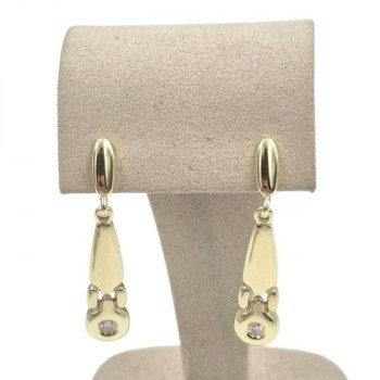 B.O. OR JAUNE 14K 5.68GR DIAMANTS 3,8 CM DE LONG