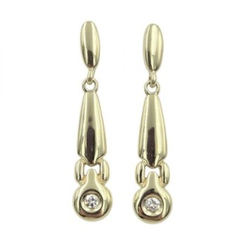 B.O. OR JAUNE 14K 5.68GR DIAMANTS 3,8 CM DE LONG