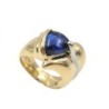 BAGUE OR JAUNE ET BLANC 18K 12.65GR CYANITE BLEUE T54