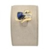 BAGUE OR JAUNE ET BLANC 18K 12.65GR CYANITE BLEUE T54