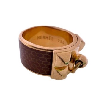 BAGUE OR JAUNE 18CT HERMES COLLIER DE CHIEN 13.58GR