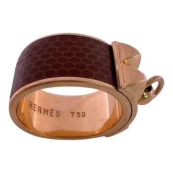 BAGUE OR JAUNE 18CT HERMES COLLIER DE CHIEN 13.58GR