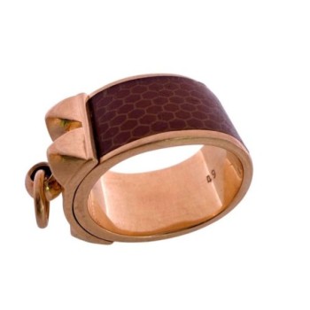 BAGUE OR JAUNE 18CT HERMES COLLIER DE CHIEN 13.58GR
