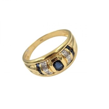 BAGUE OR JAUNE 18K 3.5GR DTS/SAPHIR T53