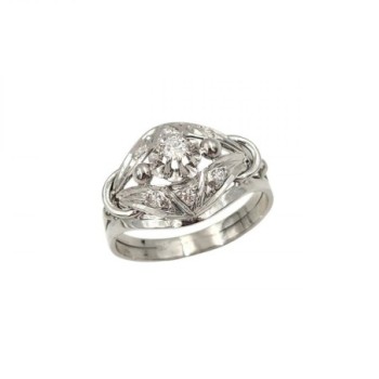 BAGUE OR BLANC 18K 4.1GR DIAMANTS  T56
