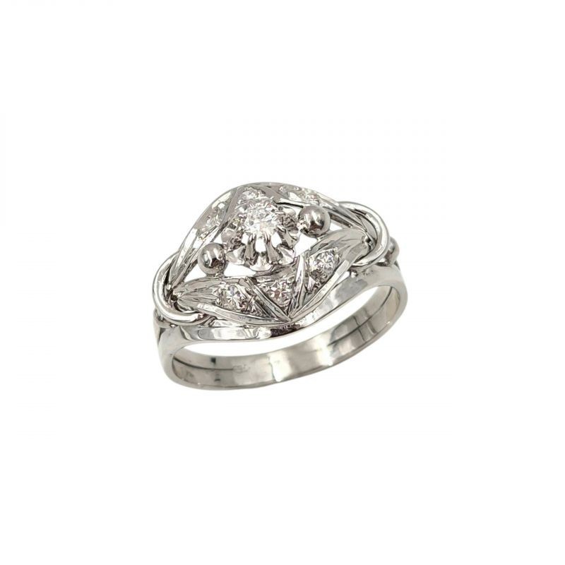 BAGUE OR BLANC 18K 4.1GR DIAMANTS  T56