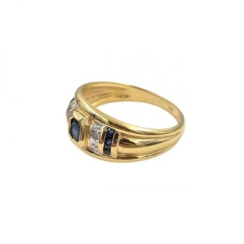 BAGUE OR JAUNE 18K 3.5GR DTS/SAPHIR T53