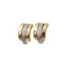 B.O. OR JAUNE ET BLANC 18K 2.7GR DIAMANTS 1,2 X 0,8 CM