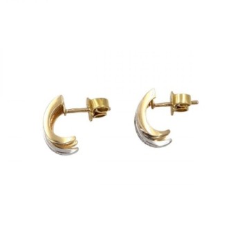 B.O. OR JAUNE ET BLANC 18K 2.7GR DIAMANTS 1,2 X 0,8 CM