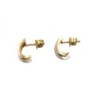 B.O. OR JAUNE ET BLANC 18K 2.7GR DIAMANTS 1,2 X 0,8 CM