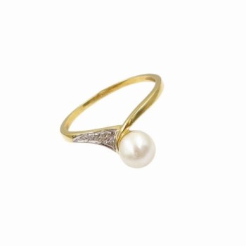 BAGUE OR JAUNE 18K 1.9GR PERLE T55
