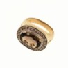 BAGUE OR JAUNE 18K 6.58GR QUARTZ FUME / DIAMANTS BLANCS / DIAMANTS CHAMPAGNE T54