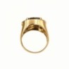 BAGUE OR JAUNE 18K 6.58GR QUARTZ FUME / DIAMANTS BLANCS / DIAMANTS CHAMPAGNE T54