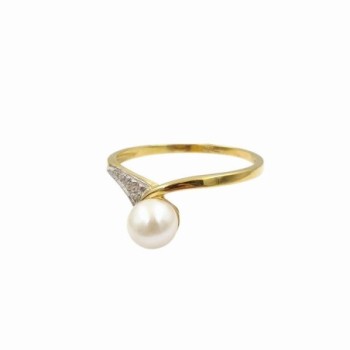 BAGUE OR JAUNE 18K 1.9GR PERLE T55