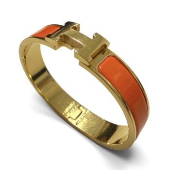 BRACELET HERMES CLIC H ORANGE PM GOLD