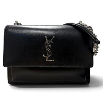 SAC YVES SAINT LAURENT SUNSET MEDIUM EN CUIR LISSE NOIR