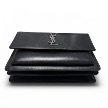 SAC YVES SAINT LAURENT SUNSET MEDIUM EN CUIR LISSE NOIR