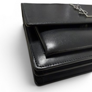 SAC YVES SAINT LAURENT SUNSET MEDIUM EN CUIR LISSE NOIR