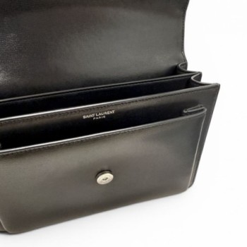 SAC YVES SAINT LAURENT SUNSET MEDIUM EN CUIR LISSE NOIR