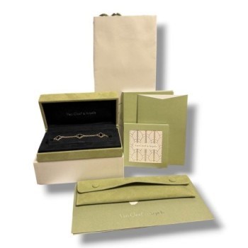 VAN CLEEF & ARPELS ALHAMBRA 5 MOTIFS OR JAUNE 18CT ONYX 11.95GRS 22CM FULL SET