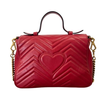 SAC GUCCI MARMONT FLAP ROUGE EN CUIR FULLSET
