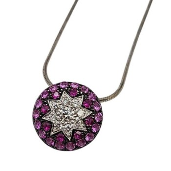 PENDENTIF OR 18CT DIAMANT + CHAINE ARGENT 3GR 42CM