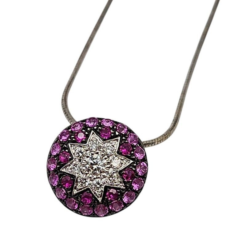 PENDENTIF OR 18CT DIAMANT + CHAINE ARGENT 3GR 42CM