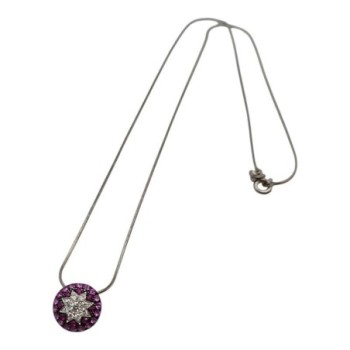 PENDENTIF OR 18CT DIAMANT + CHAINE ARGENT 3GR 42CM