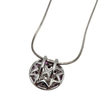 PENDENTIF OR 18CT DIAMANT + CHAINE ARGENT 3GR 42CM