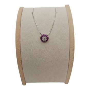 PENDENTIF OR 18CT DIAMANT + CHAINE ARGENT 3GR 42CM