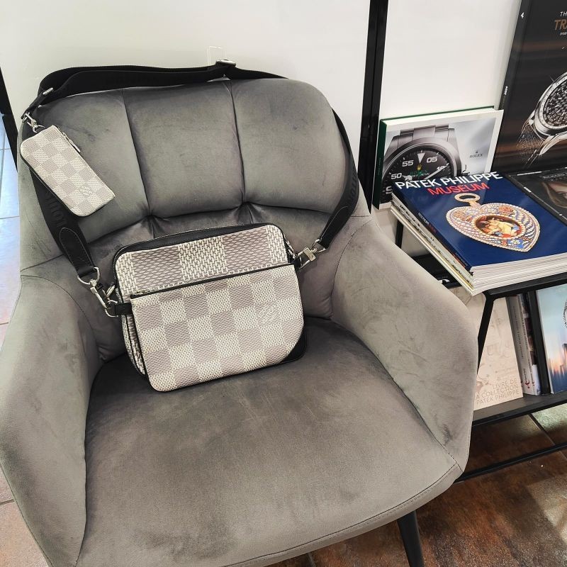 SACOCHE TRIO MESSENGER DAMIER GRAPHITE 3D