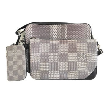 SACOCHE TRIO MESSENGER DAMIER GRAPHITE 3D