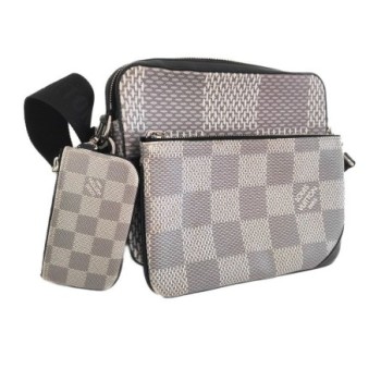 SACOCHE TRIO MESSENGER DAMIER GRAPHITE 3D