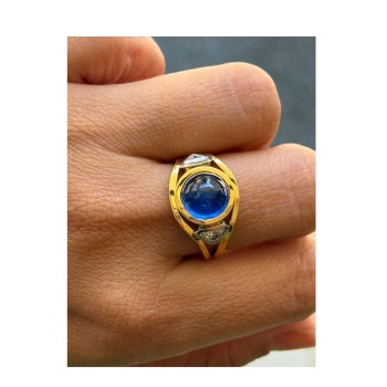 BAGUE SAPHIR CABOCHON OR18CT 9.10 GRS