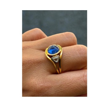 BAGUE SAPHIR CABOCHON OR18CT 9.10 GRS