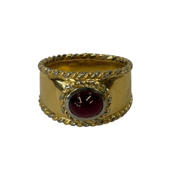 BAGUE OR JAUNE 18CT 8.18 GRS RUBIS CABOCHON