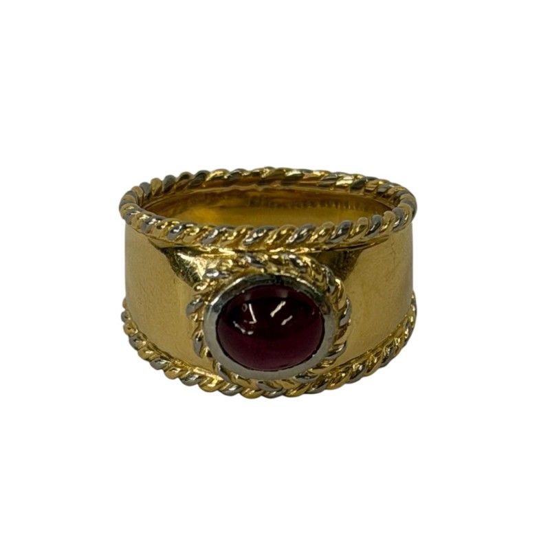 BAGUE OR JAUNE 18CT 8.18 GRS RUBIS CABOCHON