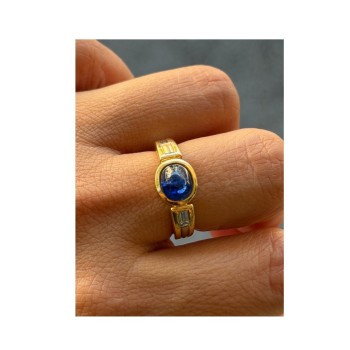 BAGUE SAPHIR CABOCHON OR 18CT 6.8 GRS