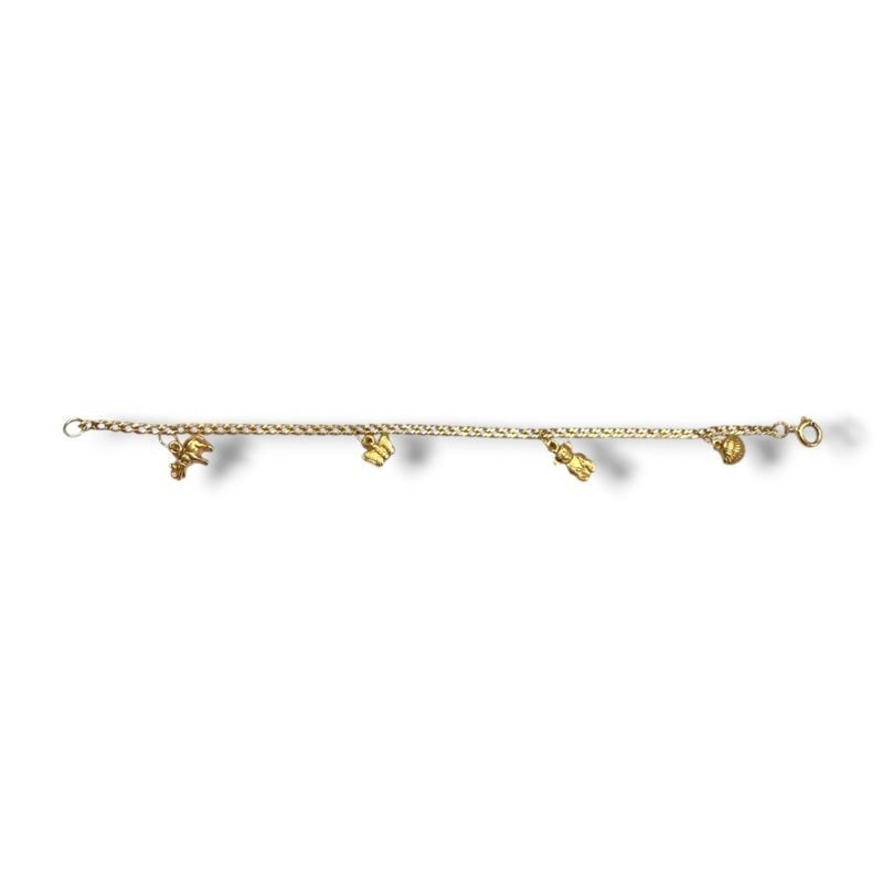 BRACELET OR 800 2.92GRS 4 CHARMS 15.5CM