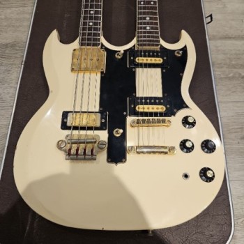 2404-WH Double Neck Guitar / Bass avec Caisson