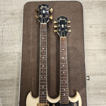 2404-WH Double Neck Guitar / Bass avec Caisson