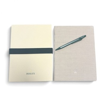 BLOC NOTE + STYLO ROLEX BEIGE VERT