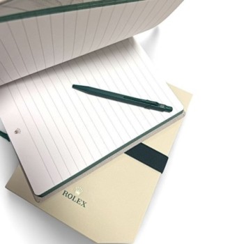 BLOC NOTE + STYLO ROLEX BEIGE VERT