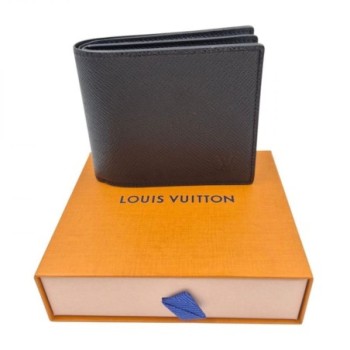 PORTFEUILLE LOUIS VUITTON AMERIGO CUIR NOIR 11,5 X 9,5 X 2 CM BOITE FACTURE 2025