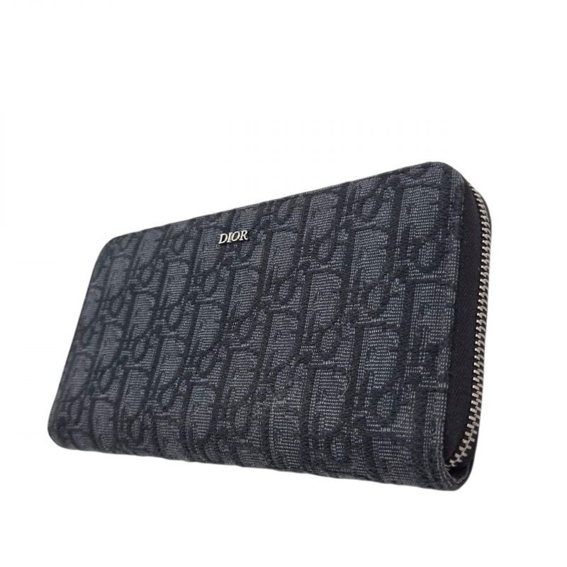 PORTEFEUILLE DIOR TOILE JACQUARD OBLIQUE NOIR DE 2022 20 X 11 X 2,5 CM